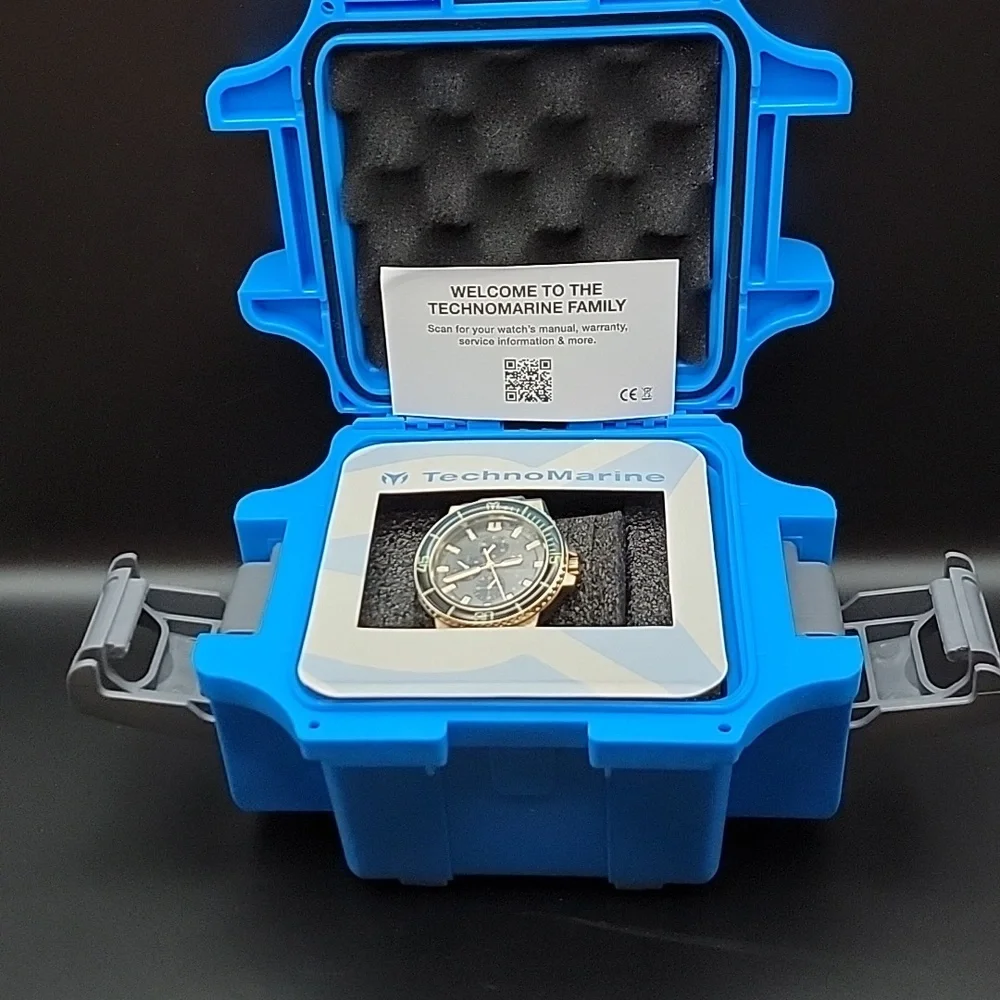 NEW TM-225103 TechnoMarine La Pelagia Men's Watch 43mm Black Teal Rose Gold Slot